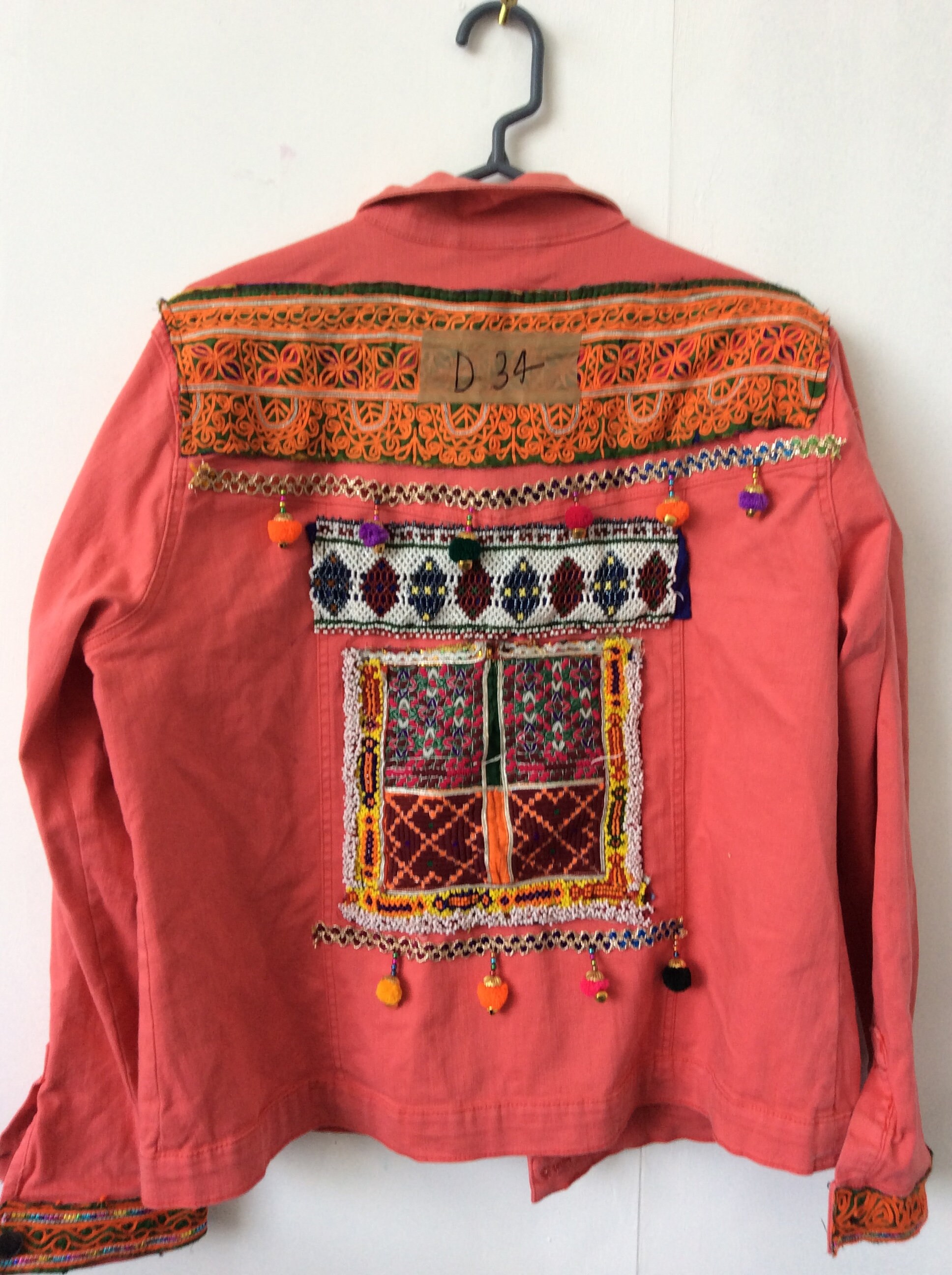 Vintage HANDMADE CUSTOMISED bohemian denim jacket Large design | Etsy