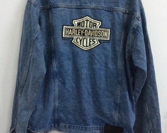 harley davidson black denim jacket