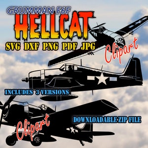 WW2 Grumman F6F Hellcat Clipart SVG DXF PNG Pdf Jpg