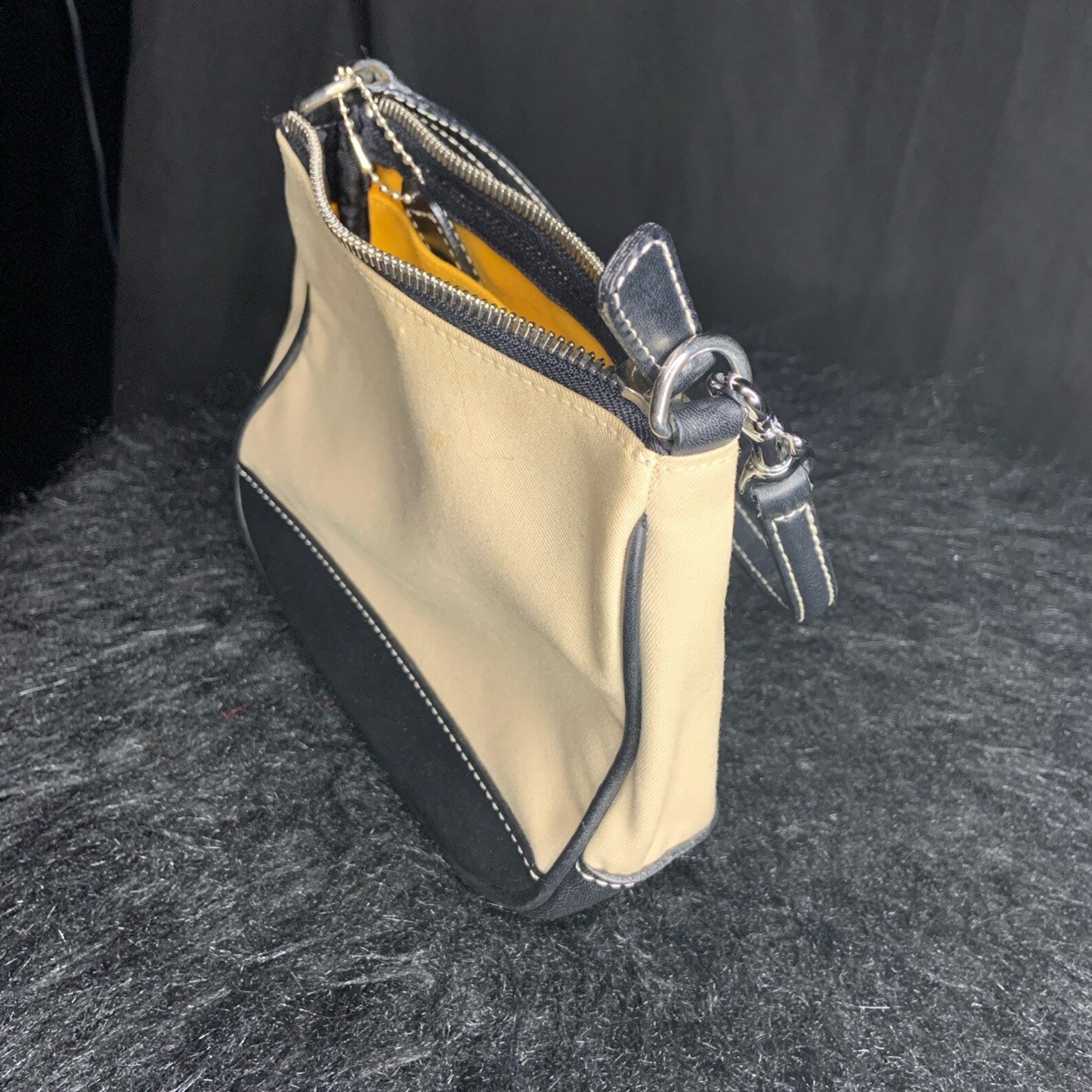 Coach cream and black handbag Vintage with Leather finish Etsy