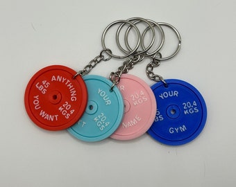 Single Sided Personalized Gym Weight Plate Keychain