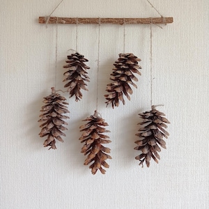 Rustic Handmade Wall Hanging with Pine Cones 12&quot; (30cm) | Boho Natural Wall Art | Woodland-Inspired Décor