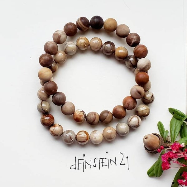 Versteinerstes Holz Perlen Armband