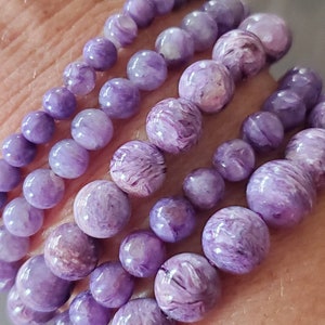 Charoite bracelet made of high-quality charoite beads image 3