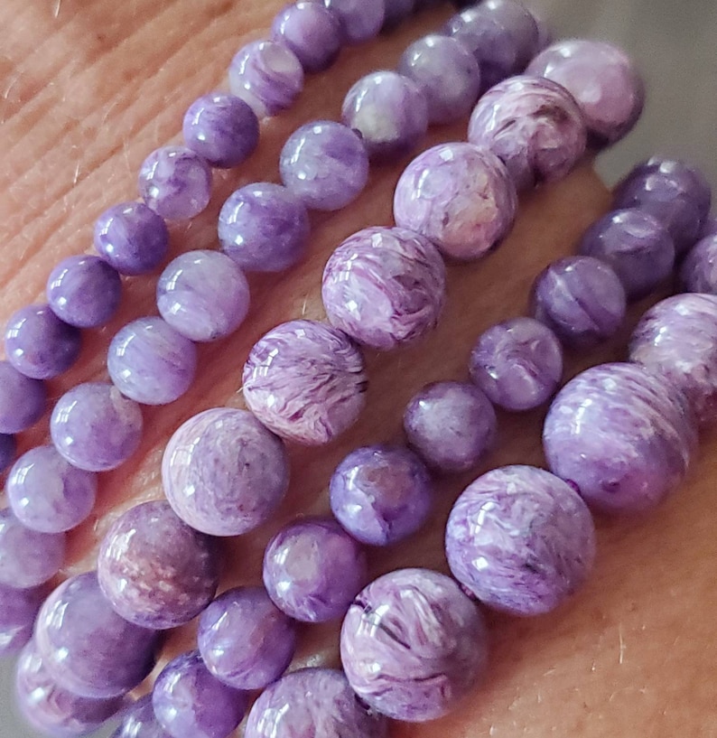 Charoite bracelet made of high-quality charoite beads image 3