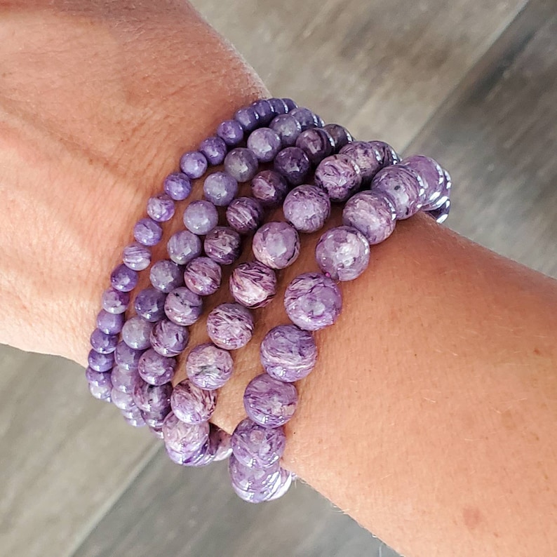 Charoite bracelet made of high-quality charoite beads image 2