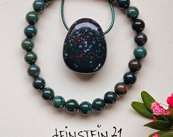 Colgante de piedras preciosas de heliotropo como collar y pulsera de cuentas de heliotropo