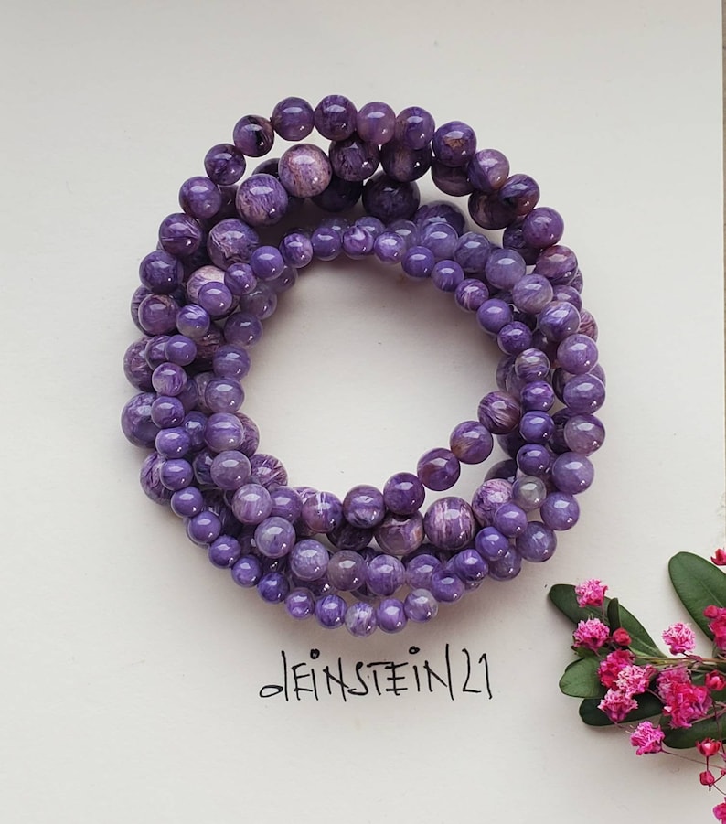 Charoite bracelet made of high-quality charoite beads image 1