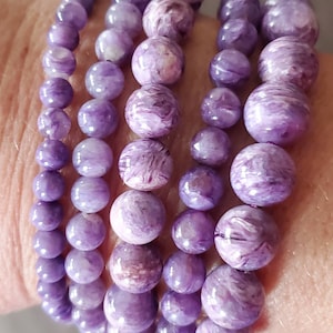 Charoite bracelet made of high-quality charoite beads image 4