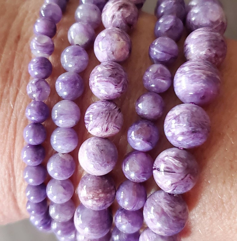 Charoite bracelet made of high-quality charoite beads image 4