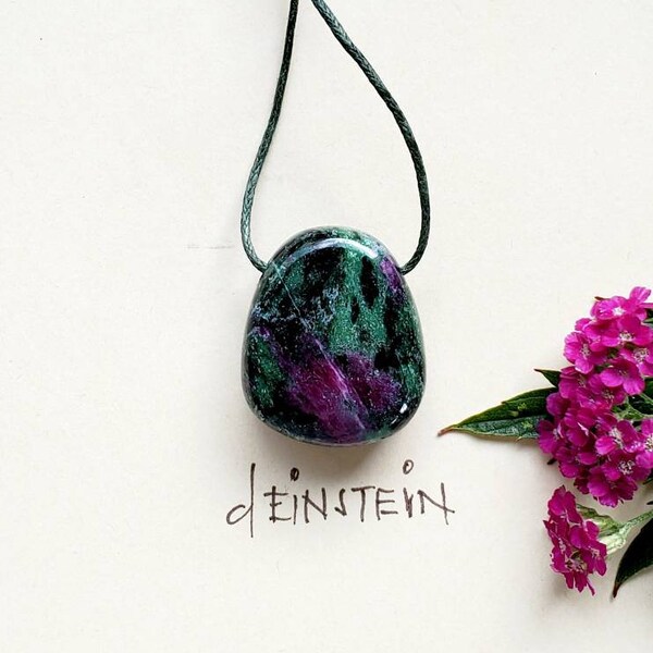 Ruby Zoisite Gemstone Pendant as Necklace