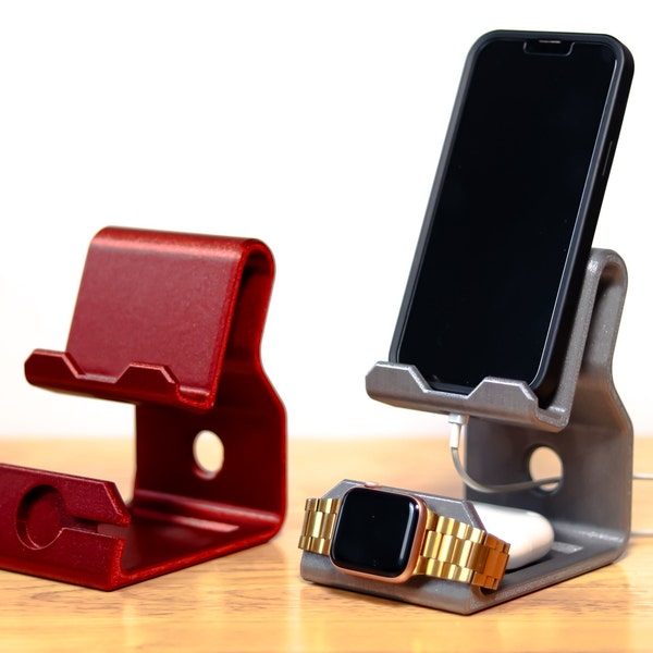 Modern iPhone and Apple Watch holder, Minimalist and modern smartphone holder, Desk cellphone holder, Apple Watch Stand