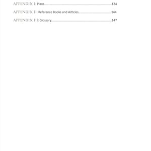 K&ouml;nnte beinhalten: Inhaltsverzeichnis eines Buches mit Kapitel&uuml;berschriften und Seitenzahlen. Die Kapitel umfassen Schlussfolgerung, Anhang I: Pl&auml;ne, Anhang II: Referenzb&uuml;cher und Artikel und Anhang III: Glossar.