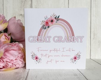 Great Granny Mothers Day card, Great Granny Birthday Card, Forever Grateful, Mothers Day Card for Great Granny , Birthday Card for Granny