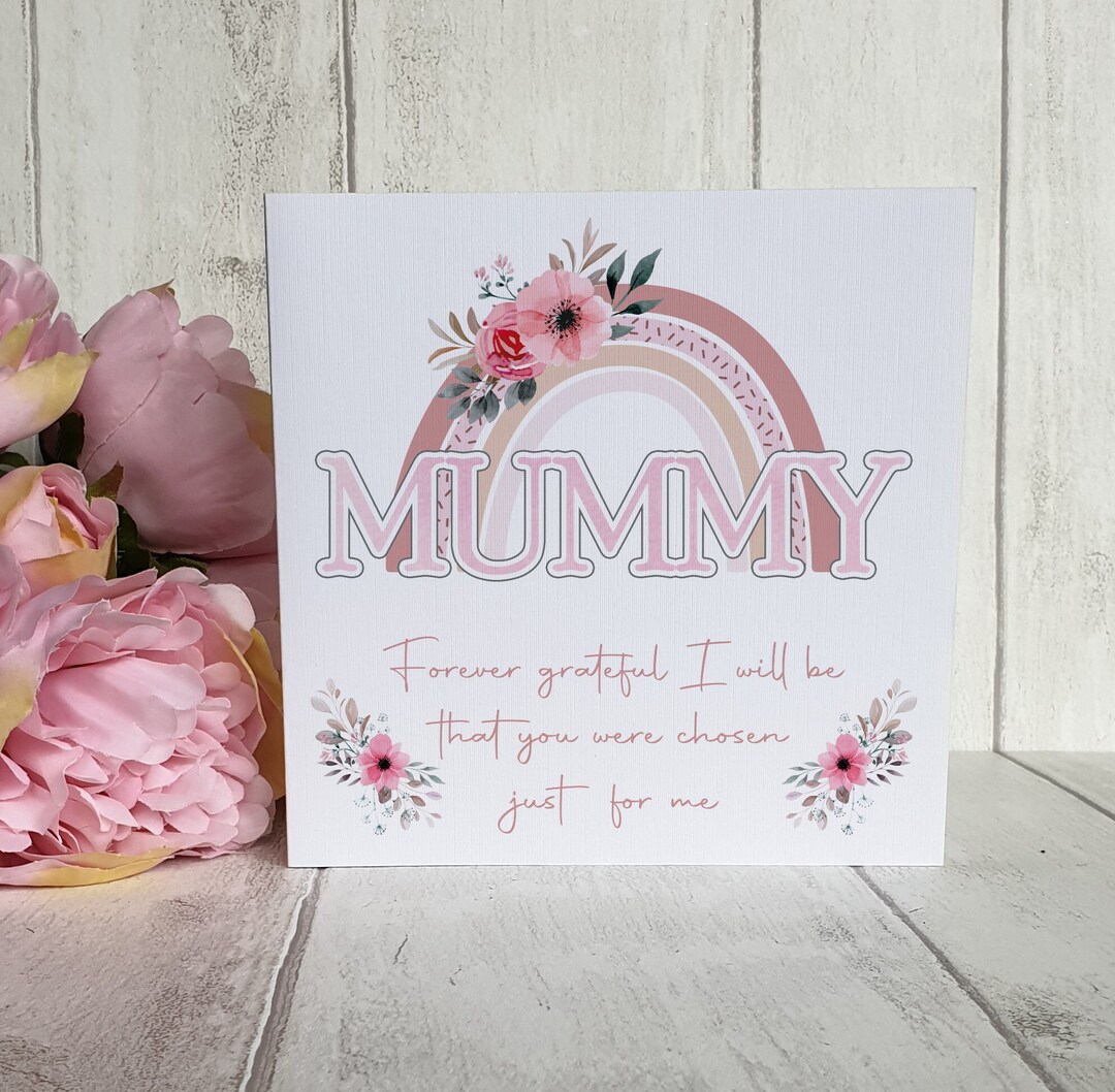 Pink Rainbow Mummy Card, Floral Mothers Day Card - Etsy Österreich