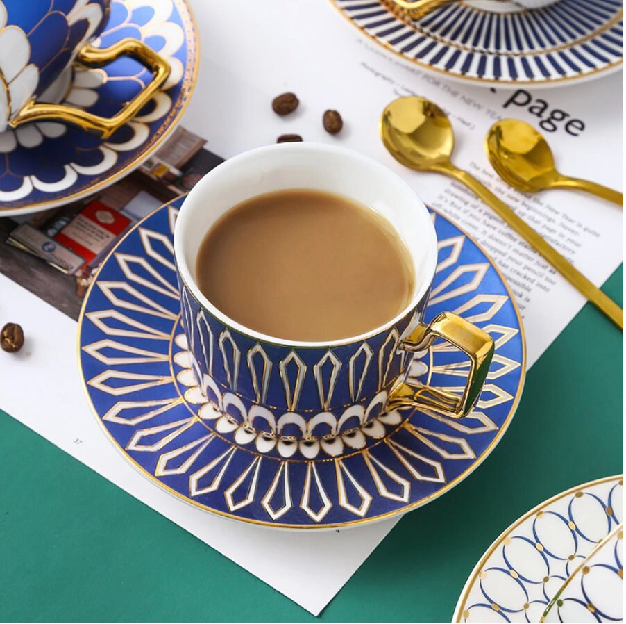 Luxury Coffee Cup and Saucer Set Gold Handel Ceramic Tea Cup Etsy UK