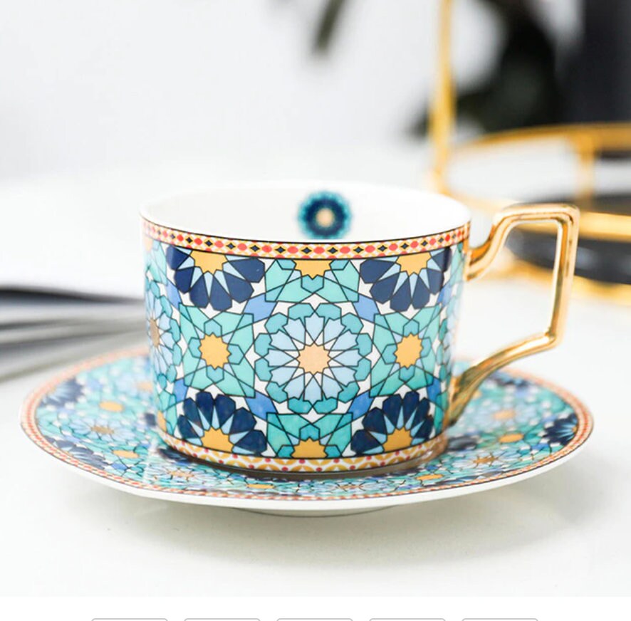 Luxury Coffee Cup and Saucer Set Gold Handel Ceramic Tea Cup Etsy UK