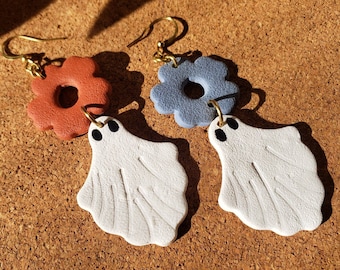 Boho Floral Ghost Dangle Earrings