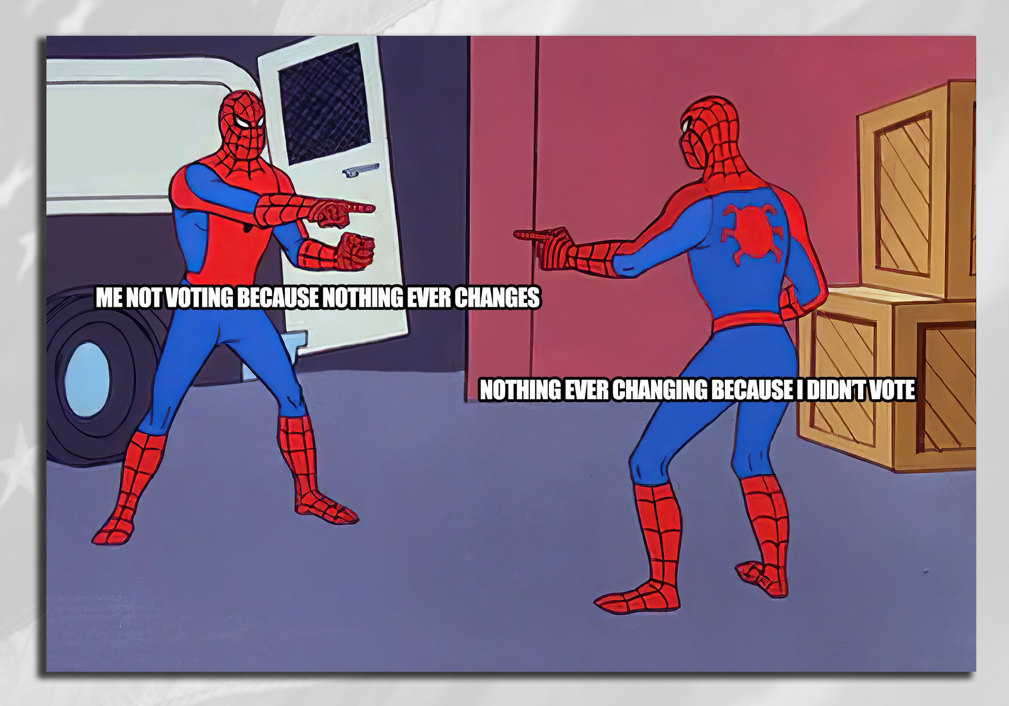 Voter Postcards pointing Spiderman Meme // Blank Reverse - Etsy