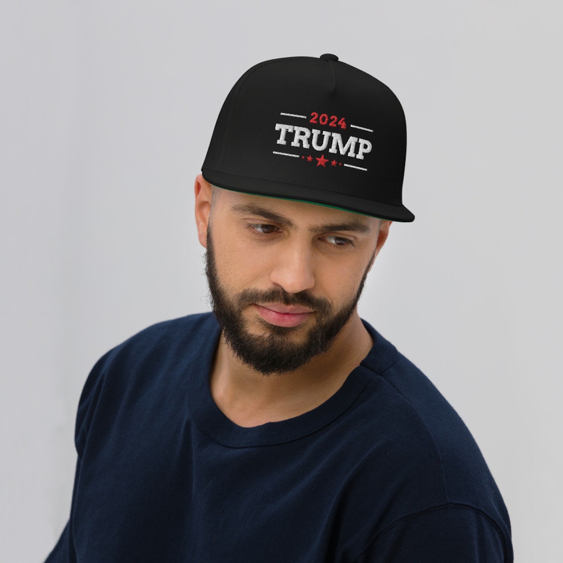 Trump 2024 Embroidered Flat Bill Hat Republican Hat Etsy
