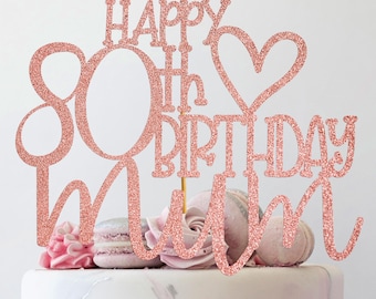 80th Birthday Mum Glitter Cake Topper