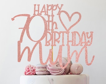 Happy 70th birthday mum Glitter Cake Topper, 70th Birthday Cake Decoration