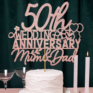 50. Hochzeitstag Cake Topper, Mama und Papa Tortenstecker personalisiert