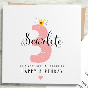 Carte personnalisée pour le 3e anniversaire de votre fille, carte de 3e anniversaire nièce, carte de joyeux 3e anniversaire petite-fille, carte de 3e anniversaire