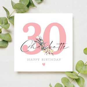 Carte 30e anniversaire pour fille, carte 30e anniversaire pour elle, carte 30e anniversaire, cadeau 30e anniversaire