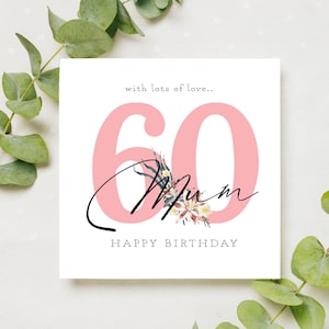 Cartão de aniversário para mãe, cartão de aniversário de 60 anos para mãe, cartão de aniversário de 60 anos para mãe, feliz aniversário para mãe, presente de aniversário de 60 anos