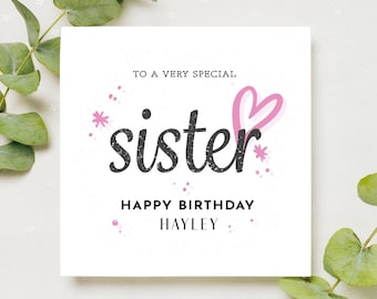 Carte d’anniversaire sœur personnalisée, cadeau sœur, carte d’anniversaire spéciale sœur, carte d’anniversaire pour sœur, carte sœur joyeux anniversaire