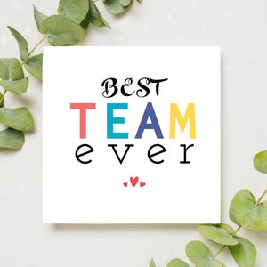 Cartão de agradecimento da melhor equipe de todos os tempos, cartão de agradecimento para funcionários, cartão de trabalho de equipe de agradecimento