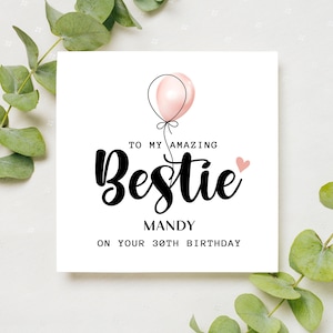 Carte personnalisée du 30e anniversaire pour le meilleur ami, carte d’anniversaire Bestie pour elle, cadeau du 30e anniversaire du meilleur ami