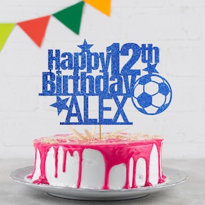 Personalised Football Cake Topper: Glitter Cardstock, Custom Colours