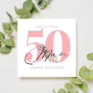 Cartão de aniversário para mãe, 50º cartão de aniversário para mãe, 50º cartão de aniversário para mãe, feliz aniversário para mãe, 50º presente de aniversário