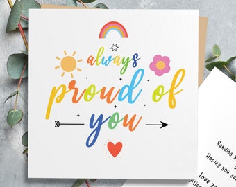 Always Proud of You Card, Encouragement Card, Well Done Card, Congratulations For Friend, Daughter, Graduation Card, New Job Card