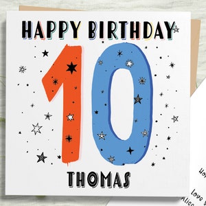 Happy 10th Birthday Cad Boys, Son Birthday Card, Personalised 10th Birthday Gift