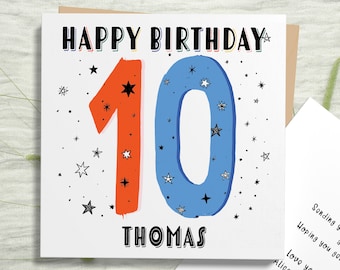 Personalised 10th Birthday Card for Boy