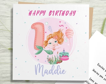 Personalised Mermaid Birthday Card: Daughter, Niece, Girl