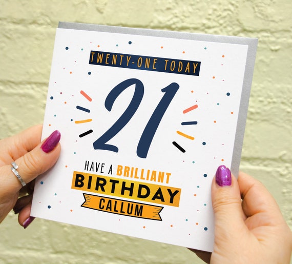 リリパットレーン473☆HAPPY 21th BIRTHDAY Personalised 21st Birthday Card: Linen Textured Cardstock - Etsy