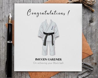 Tarjeta de felicitación de artes marciales, regalo de karate, taekwondo y judo