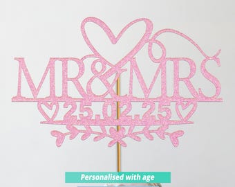 Mr and Mrs Wedding Anniversary Cake topper