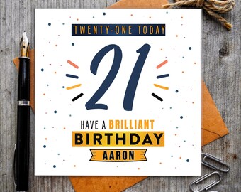 Personalised 21st Birthday Card: Linen Textured Cardstock