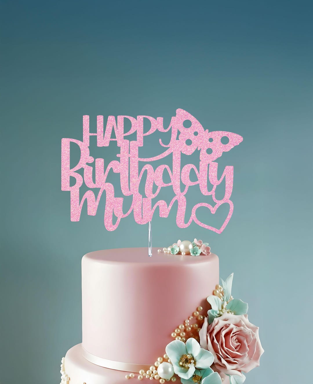 Happy Birthday Mum Cake Topper - Glitter in 19 Colors - Etsy