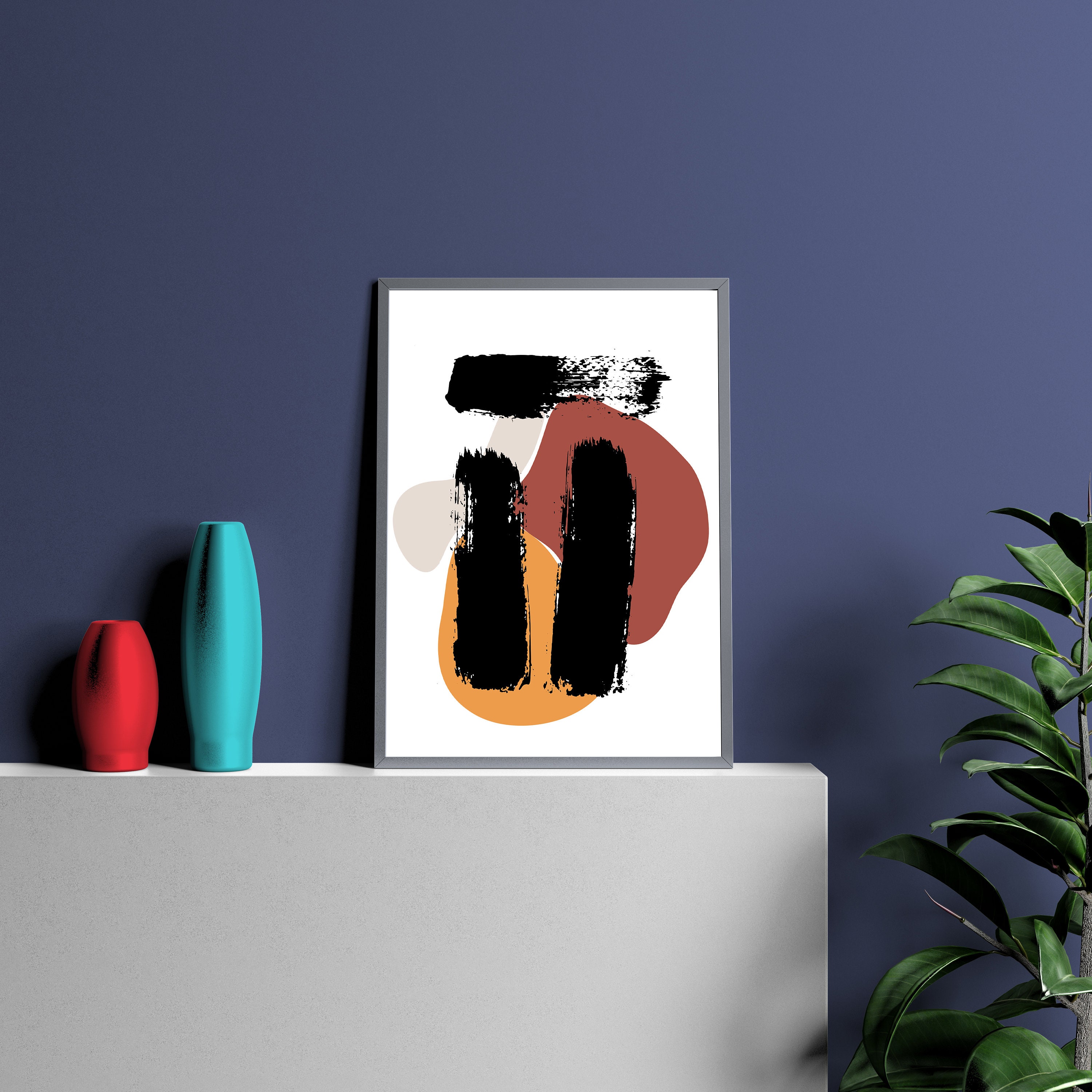 Abstract shapes print Line Art Wall decor Abstract wall art Etsy