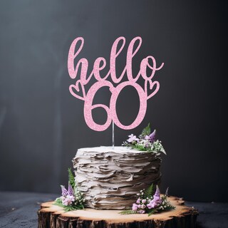Topper Per Torta 60° Compleanno Glitterato - Scritta 'Cheers To 60 Years' - Decorazione Per Uomo E Donna