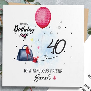 Personalisierte 40th Birthday Karte für Frauen, Fortieth Birthday