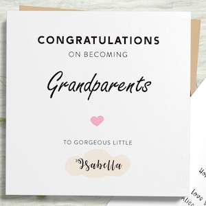 Carte personnalisée de nouveaux grands-parents, félicitations pour devenir une carte de grands-parents, nouvelle carte de bébé fille