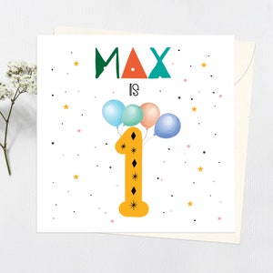 1st Birthday Card Boy, Personalised First Birthday Card, Any Name, With Envelope, Cute Birthday Card, Baby Birthday