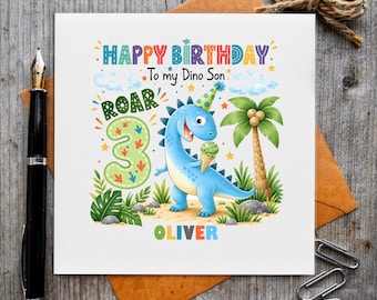 Personalised Dinosaur 3rd Birthday Card